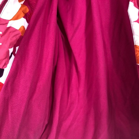 Gymboree Girl sz 7-8 Floral Puffer Coat, Jacket W/Pink Fleece Lining - Picture 6 of 7